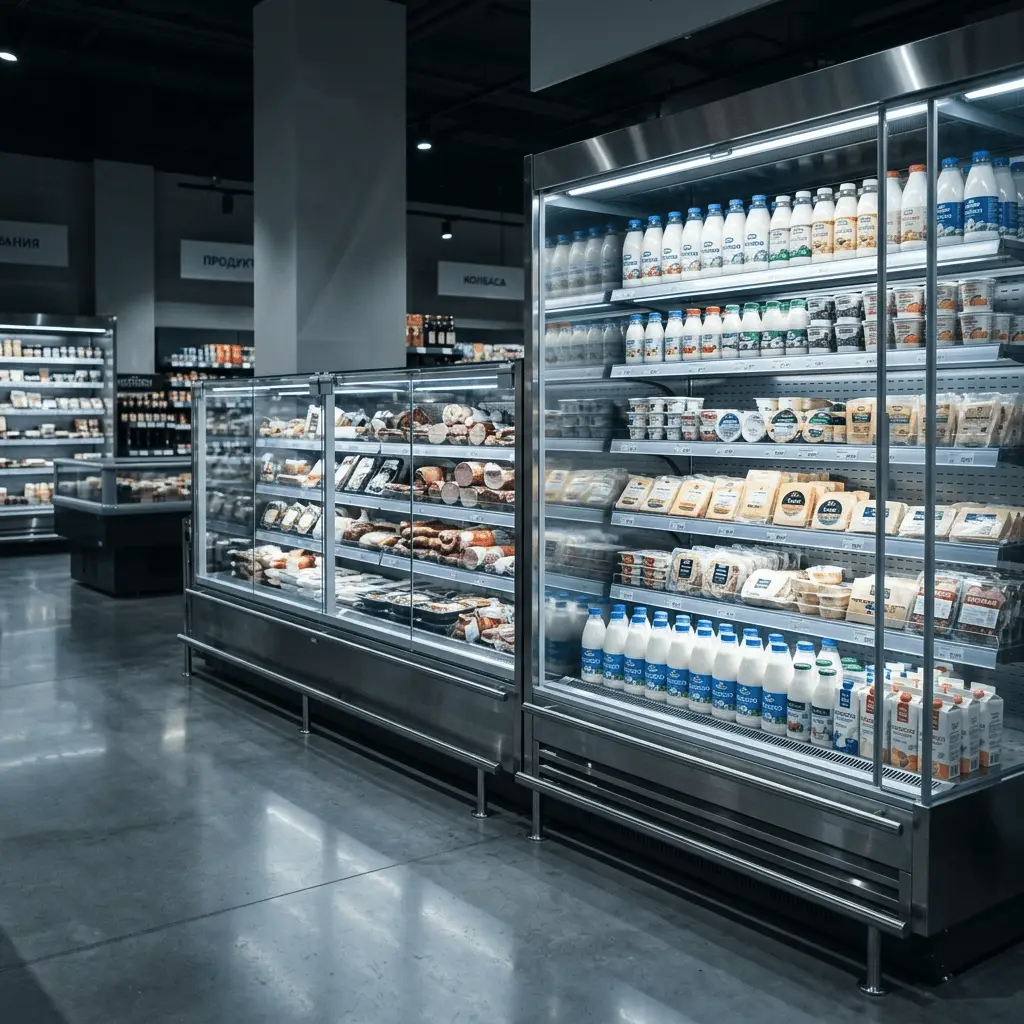 Торговые холодильные горки и витрины в продуктовой рознице